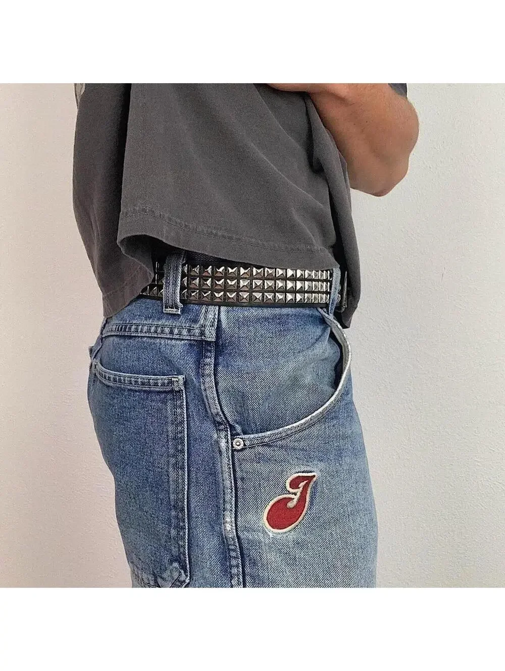 Vintage Y2K Black Punk Studded Diamond Belt
